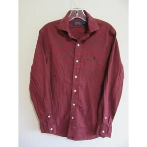 POLO RALPH LAUREN Red Tartan Plaid S Button Long Sleeve Men's Cotton Shirt